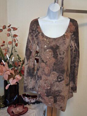 NWOT Brina & Em Women’s Floral Printed Blouse Top Long Sleeve Summer Tops 8